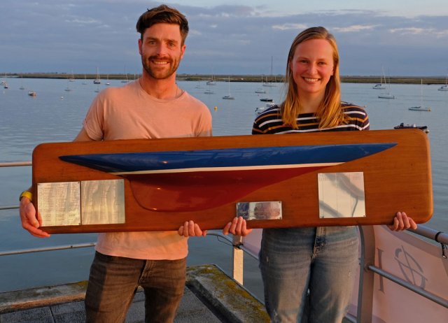 Luke Patience and Mary Henderson were also awarded the Endeavour Trophy half model – photo Roger Mant