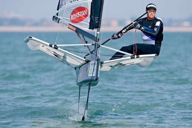 Nathan Outteridge on the way to his 2014 Moth World title. Photo by Thierry Martinez