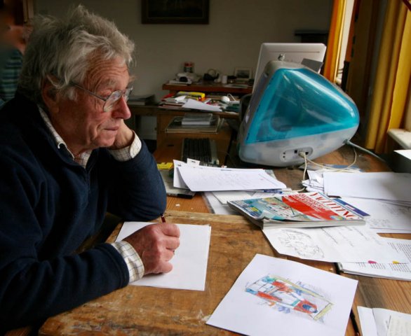 Mike in his studio on Essex near the River Crouch. He said he got his best ideas in the bath. Photo Paul Gelder