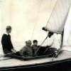 Uffa Fox sailing with the Duke of Edinburgh and a young Prince Charles