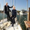 Buckler's Hard Yacht Harbour - Lord Montagu and the Hon. Mary Montagu-Scott on board Gipsy Moth IV